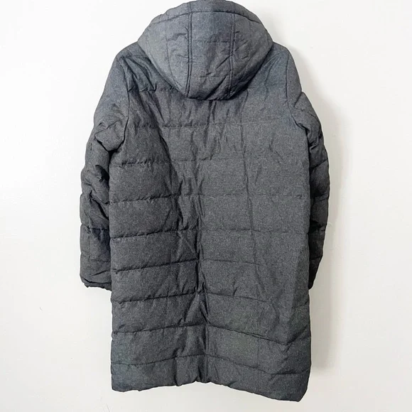 Lands End Down Puffer Coat Grey Hooded Size 10 12 Medium Winter Jacket Long - Picture 6 of 14